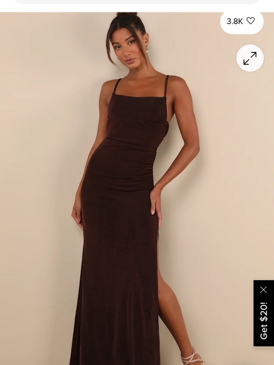 Lulus Dresses & Skirts - Complete Catch Brown Backless Lace Ruched Maxi Dress